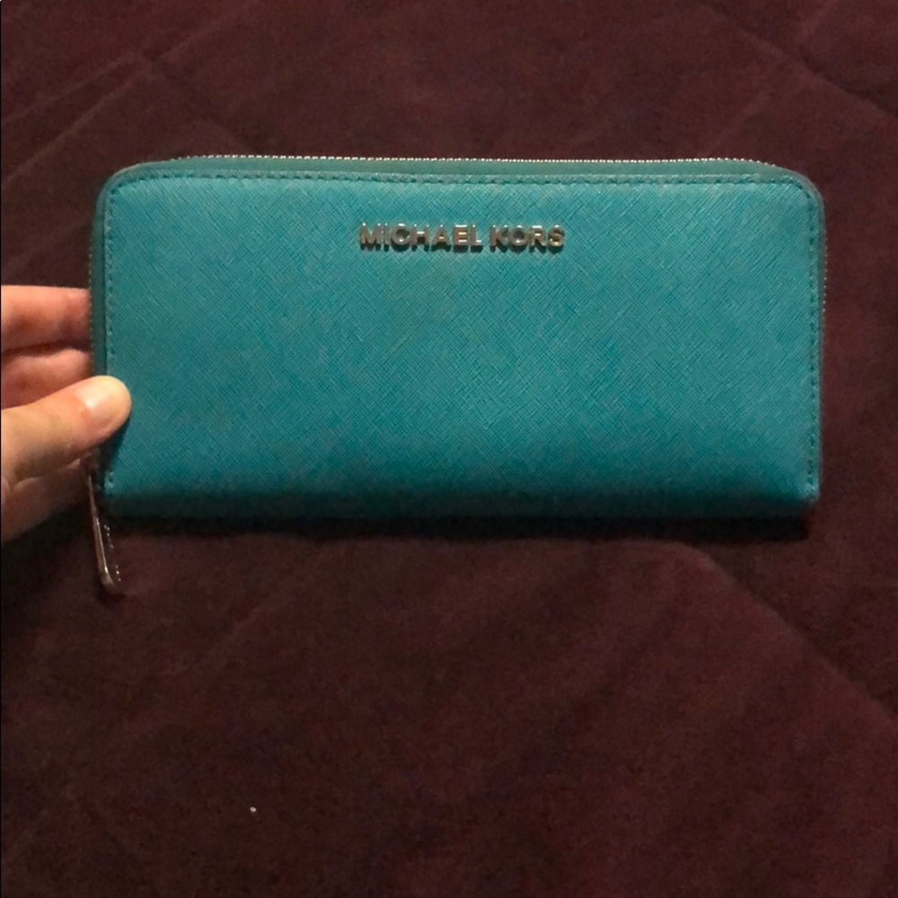 Bright blue Micheal kors wallet